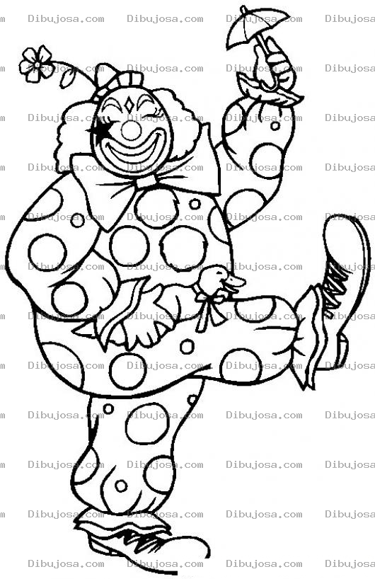 Dibujo para colorear Colorear payaso con una sombrillita
