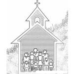 Dibujo para colorear Dibujo De Familia Cristiana En Una Iglesia Para Pintar Y Colorear