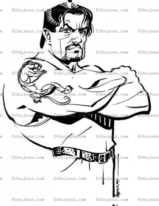 Dibujo para colorear Dibujo De Silvester Stallone Viejo Pero Musculoso Para Pintar Y Colorear
