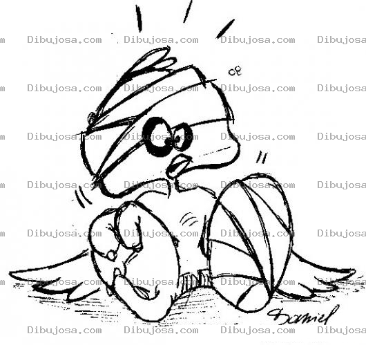 Dibujo para colorear Pajarito Quebrado Y Vendado Para Pintar Y Colorear Pajaro Enfermito