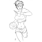 Dibujo para colorear Dibujo De Chica Basquetbolista Para Pintar Y Colorear Mujer Con Pelota De Basket Ball