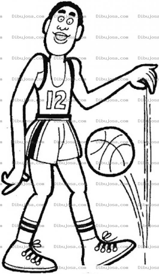 Dibujo para colorear Negrito Basquetbolista Rebotando Una Pelota De Basquetbol Para Pintar Y Colorear A Un Jugador De Baloncesto Con El Numero 12
