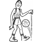 Dibujo para colorear Negrito Basquetbolista Rebotando Una Pelota De Basquetbol Para Pintar Y Colorear A Un Jugador De Baloncesto Con El Numero 12