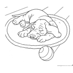 Dibujo para colorear Dibujo De Perrito Durmiendo En Una Alfombra Para Pintar Y Colorear Cachorro Durmiendo