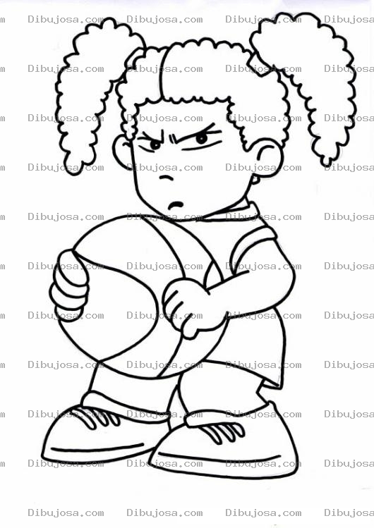 Dibujo para colorear Dibujo De Nena Enojada Con Una Pelota De Basquetbol Para Colorear