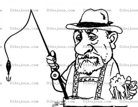 Dibujo para colorear Pescador Ebrio Para Pintar Y Colorear Hombre Pesacando Y Tomando Cerveza