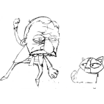 Dibujo para colorear Dibujo De Viejo Enojado Con Un Gato Para Pintar Y Colorear