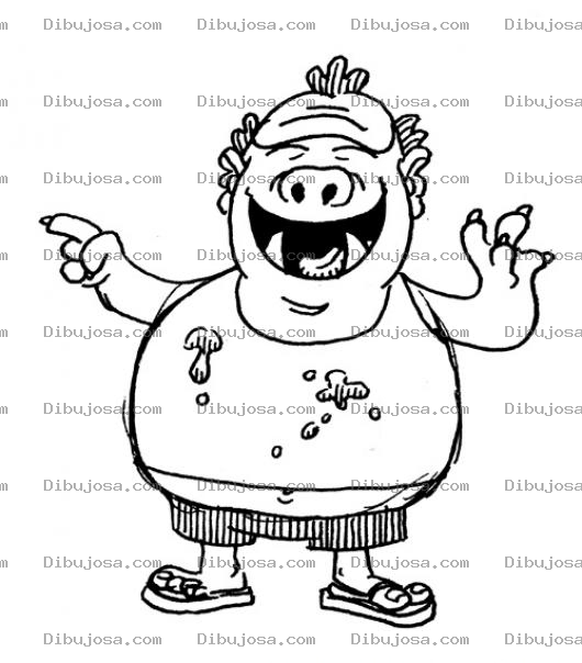 Dibujo para colorear Dibujo De Gordo Burlon Mofandose Y Riendose De Otra Persona Para Pintar Y Colorear