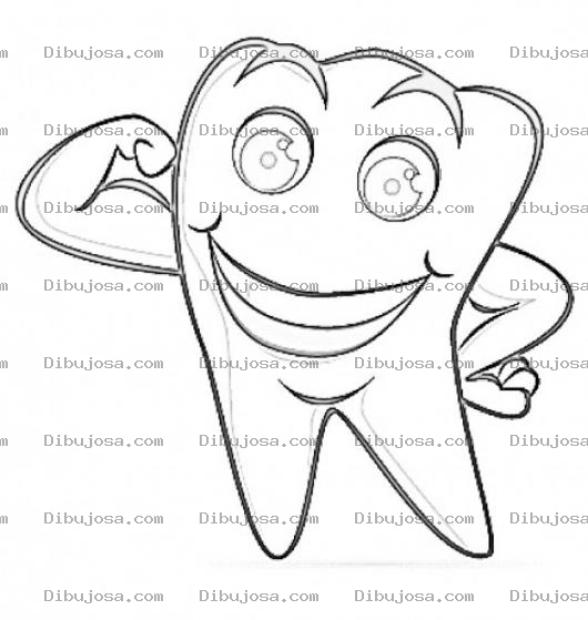 Dibujo para colorear Diente Saludable Sano Y Fuerta Para Pintar Y Colorear Dibujo De Super Diente