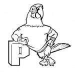 Dibujo para colorear Dibujo De La Letra P De Perico Para Pintar Y Colorear A Un Loro Ponchado Mamado Fuerte Y Musculoso