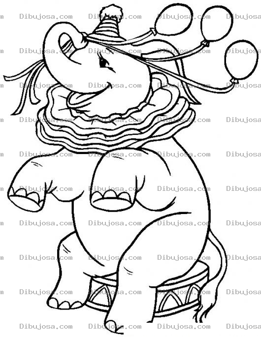 Dibujo para colorear Colorear elefante con tres globos