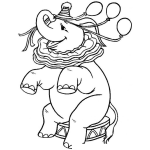 Dibujo para colorear Colorear elefante con tres globos