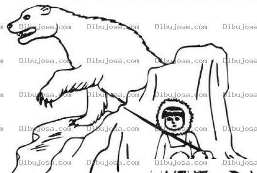 Dibujo para colorear Dibujo De Esquimal Escondido De Un Oso Para Pintar Y Colorear