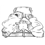 Dibujo para colorear Gato Consentido Durmiendo En Medio De Los Esposos Para Pintar Y Colorear Dibujo Del Gato De La Familia