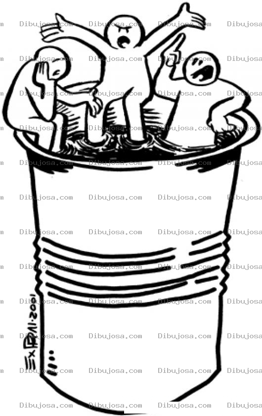 Dibujo para colorear Hombres Enlatados Para Pintar Y Colorear Dibujo De 3 Hombres Metidos En Una Lata
