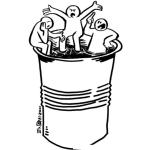 Dibujo para colorear Hombres Enlatados Para Pintar Y Colorear Dibujo De 3 Hombres Metidos En Una Lata