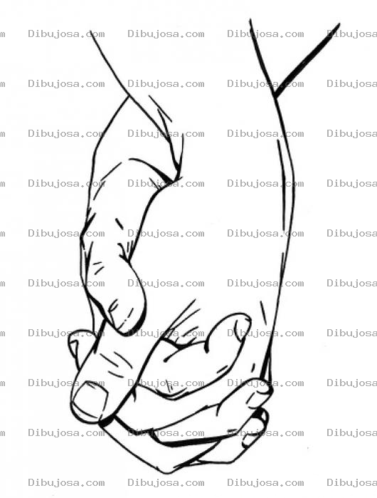 Dibujo para colorear Dibujo De Dos Manos Entrelazadas Para Pintar Y Colorear Manos Entrelasadas