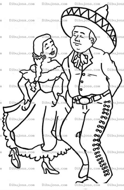 Dibujo para colorear Baile Mexicano Dibujo De Pareja Mexicana Bailando Para Pintar Y Colorear Baile De Mexico