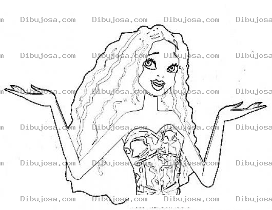 Dibujo para colorear Barbie Shakira Dibujo De Barby Con Pelo Ondulado Para Pintar Y Colorear