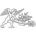 Dibujo para colorear Dibujo De Angel Con Carreta De Flores Para Colorear
