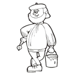Dibujo para colorear Dibujo De Pintor Con Cubeta Y Pincel Para Pintar Y Colorear