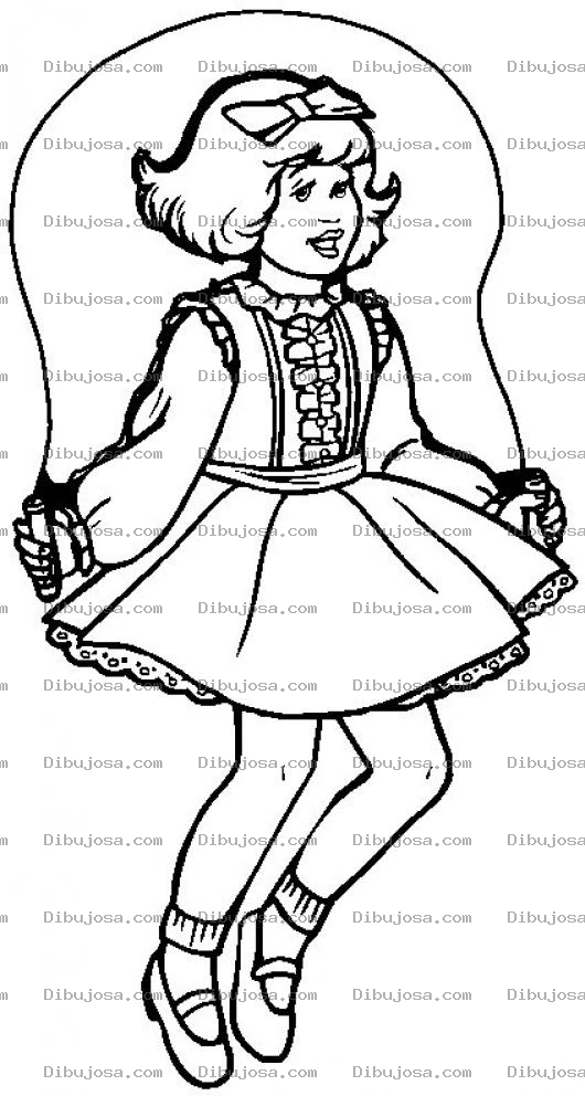 Dibujo para colorear Colorear nina saltando cuerda
