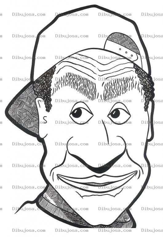 Dibujo para colorear Dibujo De Un Hombre Negrito Con Una Gorra Para Atras Para Pintar Y Colorear