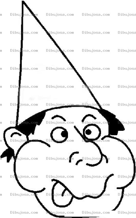Dibujo para colorear Sombrero De Cucurucho Dibujo De Un Loco Tuerto Con Gorrito Cucurucho Para Pintar Y Colorear