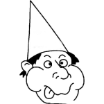 Dibujo para colorear Sombrero De Cucurucho Dibujo De Un Loco Tuerto Con Gorrito Cucurucho Para Pintar Y Colorear