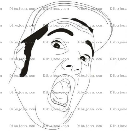Dibujo para colorear Bocaabierta Dibujo De Rapero Asombrado Con La Boca Abierta Para Pintar Y Colorear