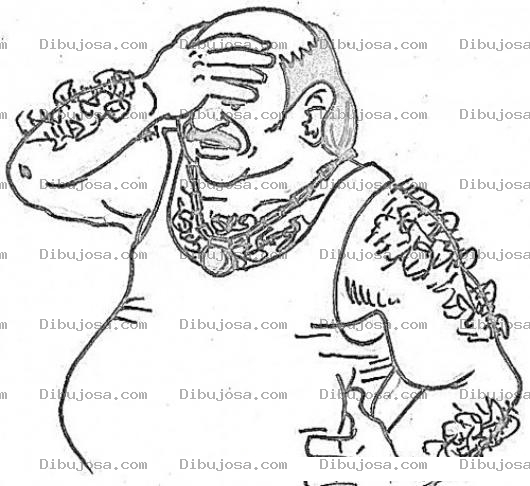 Dibujo para colorear Dibujo De Narcotraficante Con Cadena De Oro Para Pintar Y Colorear
