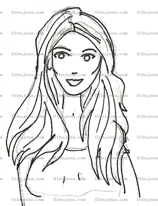 Dibujo para colorear Dibujo De Una Chica Bonita Para Pintar Y Colorear