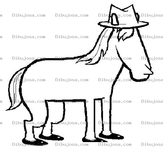 Dibujo para colorear Dibujo De Caballo Con Sombrero Y Sin Ojos Para Pintar Y Colorear