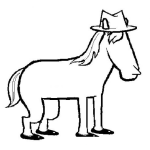 Dibujo para colorear Dibujo De Caballo Con Sombrero Y Sin Ojos Para Pintar Y Colorear