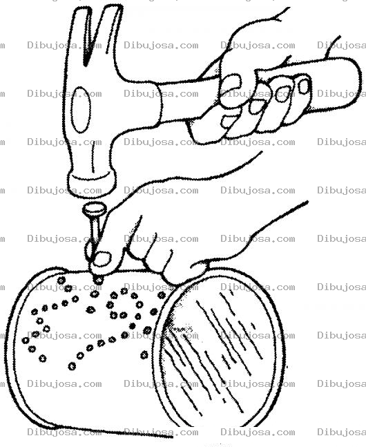 Dibujo para colorear Dibujo De Martillo Para Pintar Y Colorear Hombre Martillando Una Lata Con Un Clavo