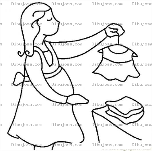 Dibujo para colorear Dibujo De Mujer Embarazada Viendo Un Vestidito De Nena Para Pintar Y Colorear