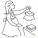 Dibujo para colorear Dibujo De Mujer Embarazada Viendo Un Vestidito De Nena Para Pintar Y Colorear
