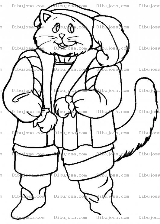 Dibujo para colorear Colorear gato vestido de Santaclaus