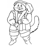 Dibujo para colorear Colorear gato vestido de Santaclaus
