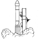 Dibujo para colorear Colorear Lanzamiento de cohete espacial de la NASA