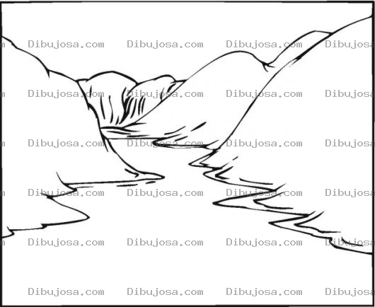 Dibujo para colorear Dibujo De Rio Las Vacas Para Pintar Y Colorear Rio Entre Montanas