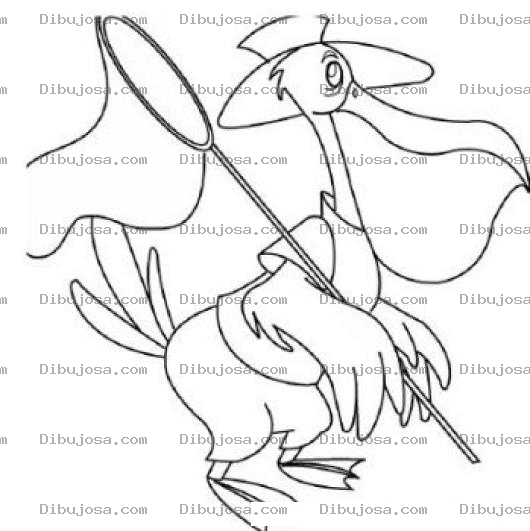 Dibujo para colorear Dibujo De Un Pelicano Con Una Red Para Pintar Y Colorear