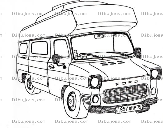 Dibujo para colorear Dibujo De Busito Con Camper Para Pintar Y Colorear