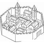 Dibujo para colorear Ibujo De Ciudad Dentro De Un Castillo Para Pintar Y Colorear