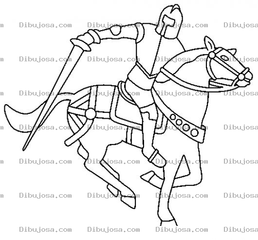 Dibujo para colorear Dibujo De Caballero En Armadura Cabalgando Sobre Un Caballo Para Pintar Y Colorear Caballero Medieval