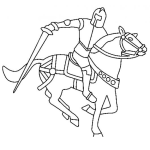 Dibujo para colorear Dibujo De Caballero En Armadura Cabalgando Sobre Un Caballo Para Pintar Y Colorear Caballero Medieval