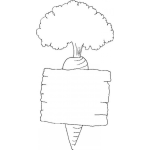Dibujo para colorear Dibujo De Zanahoria Con Rotulo En Blanco De Madera Para Pintar Y Colorear