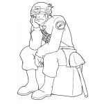 Dibujo para colorear Soldado Aburrido Por Falta De Accion Para Pintar Y Colorear