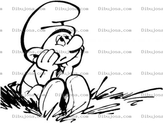 Dibujo para colorear Dibujo De Pitufo Aburrido Para Pintar Y Colorear