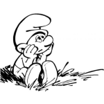 Dibujo para colorear Dibujo De Pitufo Aburrido Para Pintar Y Colorear